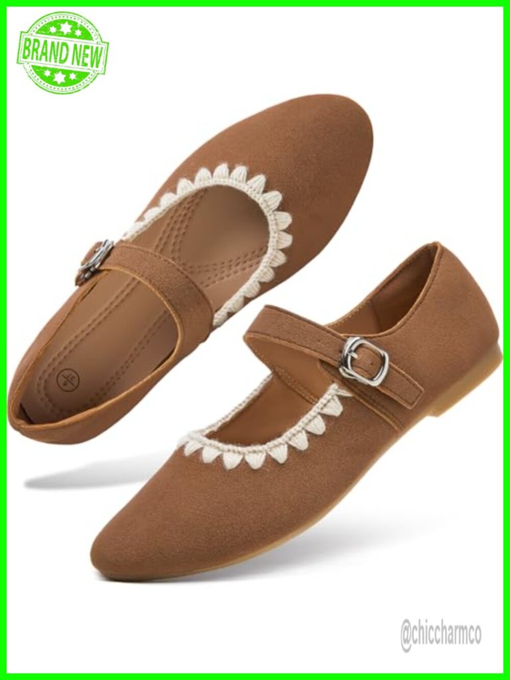Women's Mary Jane Flats with Buckle Strap Faux Leather Ballet Shoes